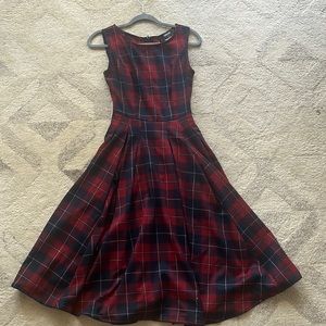 ModCloth plaid midi dress with pockets size xxs